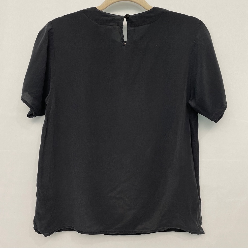 100% Silk Classic Black Short-Sleeve Blouse - Picture 5 of 5
